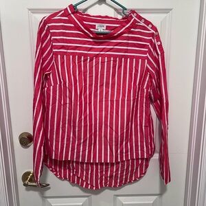 J. Crew Red and White Striped Blouse
